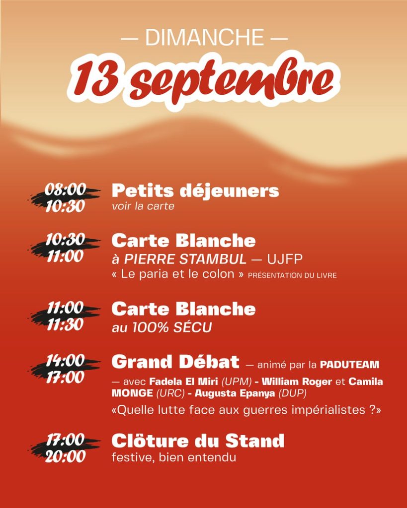 Programme fête de l'humanité 12 septembre