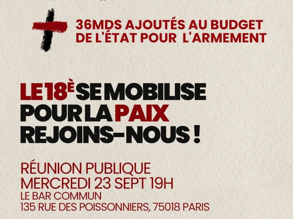 23/09 Paris 18ème. Réunion publique pour la paix